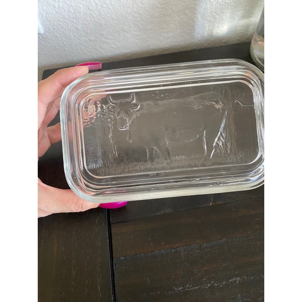 Glass cow butter dish